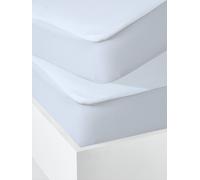 Pack of 2 anti-dust mite microfibre waterproof mattress protectors with Bi-ome® treatment white