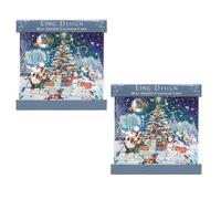 Pack of 2 Around the Tree Christmas Advent Calendar Greetings Cards | Christmas Greetings Cards with Envelope | Door Advent Calendars - 15.5cm