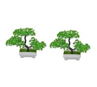 Pack of 2 Artificial Bonsai Plant, Plastic, Small Tree Pot, Artificial Plant, Flower Pot, Ornaments for Home, Table, , Easy to Use