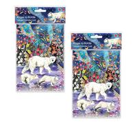 Pack of 2 Aurora Bears Advent Calendar Greetings Cards with Envelope | Northern Lights Christmas Card with 24 Doors & Polar Bears - 12x17cm