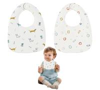 Pack of 2 Baby Bibs, Soft Absorbent and Waterproof Neckerchiefs, Drool Bibs, Burp Cloths, Baby with Press Stud for Baby Boys and Girls