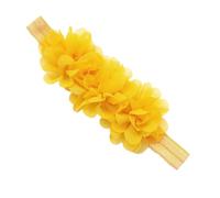 Pack of 2 Baby Headbands, Stretchy Chiffon Headbands with 3 Flowers, Delicate Flowers Hair Bands, Hair Accessories, Headwraps, Cute Headwear for Babies, Toddlers, Newborns, Infants, Yellow