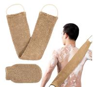 Pack of 2 Back Scrubber for Shower Bamboo Fibre Exfoliating Scrubber Sponge Back Brush Massage Glove