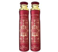 Pack of 2-Badee Al Oud Sublime Air Freshener, Long-Lasting Luxury Fragrance Spray for Home, Office & Car, Oriental Woody Scent, Red and Gold Design 300ML