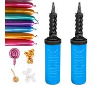 Pack of 2 Balloon Pump, Hand Balloon Pump, Non-Slip Portable Balloon Pump, Hand Inflator, Manual Inflator, Balloon Inflator for Wedding, Birthday Party, Blue