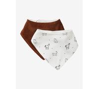 Pack of 2 Bandana-Style Bibs, Little Nomad brown light solid