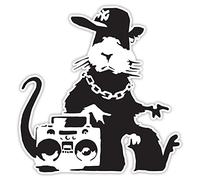 Pack of 2 Banksy Rat Ghetto Design | Wall Art Graffiti Vinyl Sticker | Urban Art Window, Car, Laptop Decal (Medium - 10x10cm)