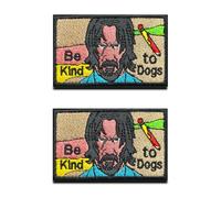 Pack of 2 "Be Kind to Dogs" Fun Protect Dog Embroidered Patch for Hook and Loop, Man and Dog Funny Embroidery Embroidered Patch for Clothes Jackets Jeans Backpack Hat Vest