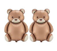 Pack of 2 Bear Balloons, Brown Bears Foil Balloon, Bear Animals Balloons Birthday, Bears Helium Balloon, Bear Decoration Birthday for Baby Shower Decoration, Children's Birthday Decoration