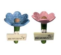 Pack of 2 Bee Drinks, Bee Rescue Garden Stakes, Flower Shape, Resin Trough for Butterflies, Handmade & Weatherproof, Decoration for Garden & Balcony, Water Point for Pollinators