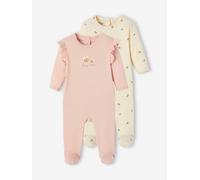 Pack of 2 bee sleepsuits rose