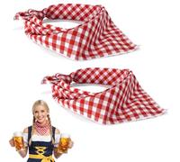 Pack of 2 Beer Festival Neckerchiefs, Women's Men's Triangular Scarf 55 x 55 cm, Checked Neckerchief, Red White Costume Scarf, for Oktoberfest Accessories, Bavarian Accessories for Women Men Oktoberfe