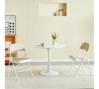 MCC Set Of 2 Padded Folding Metal Frame Dining Chairs Beige, Cream