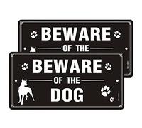 Pack of 2 Beware of the Dog Sign Reflective Aluminum - 15x30cm, Outdoor Waterproof, UV Resistant, Durable