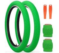 Pack of 2 Bicycle Tyres 20 x 2.125 Bicycle Coat 30TPI Foldable Kids Bike Tyres Compatible 20 x 2.10 20 x 2.125 20 x 2.25 Children's Bicycle (Green, 20 x 2.125 Inches, Without Tube)
