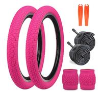 Pack of 2 Bicycle Tyres 20 x 2.125 Bicycle Sheath 30TPI Foldable Kids Bike Tyres + 2 Pack 20 Inch Tube AV32 mm Valve Compatible 20 x 2.10-2.25 Tyres and Tubes