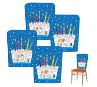 Pack of 2 Birthday Chair Covers for Classroom Chair, 60 x 50 cm Chair Covers, "Happy Birthday" Reusable and Washable Party Decoration for Student Birthdays, Teacher and School Parties (4, B)