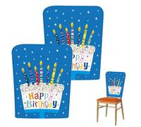 Pack of 2 Birthday Chair Covers for Classroom Chair, 60 x 50 cm Chair Covers, "Happy Birthday" Reusable and Washable Party Decoration for Student Birthdays, Teacher and School Parties (2, B)