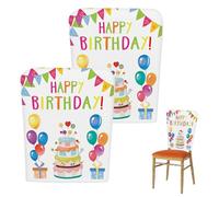 Pack of 2 Birthday Chair Covers for Classroom Chair, 60 x 50 cm Chair Covers, "Happy Birthday" Reusable and Washable Party Decoration for Student Birthdays, Teacher and School Parties (2, A)