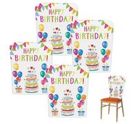 Pack of 2 Birthday Chair Covers for Classroom Chair, 60 x 50 cm Chair Covers, "Happy Birthday" Reusable and Washable Party Decoration for Student Birthdays, Teacher and School Parties (4, A)