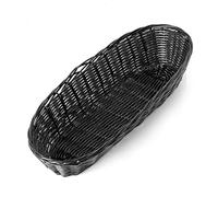 [Pack of 2] Black 37cm Oval Bread Loaf Wicker Poly Rattan Storage Baskets