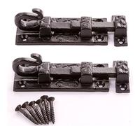 Pack of 2 Black Cast Iron Tower Door Bolt