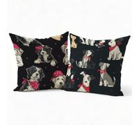 Pack of 2 Black Dog Cushion Covers 32x32in Square Super Soft Decorative Pillow Cases, Durable & Machine Washable with Invisible Zipper Cushion Covers for Living Room Sofa Cushions Home Decor P-J-1888