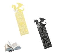 Pack of 2 Black Golden Dragon Bookmarks, Double-Sided Pattern Acrylic Bookmarks, Cool Dragon Bookmark with Sun and Clouds, Bookshelf Decoration, Double-Sided Book Marker, for Reading Enthusiasts