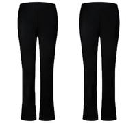 Pack of 2 Black Ribbed Trousers for Women UK, Ladies Nurse Comfy Pants Womens Trousers Elasticated Waist High Rise Bootleg Stretch Bottoms Sizes 8-22 (12, Black)