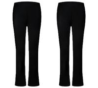 Pack of 2 Black Ribbed Trousers for Women UK, Ladies Nurse Comfy Pants Womens Trousers Elasticated Waist High Rise Bootleg Stretch Bottoms Sizes 8-22 (16, Black)