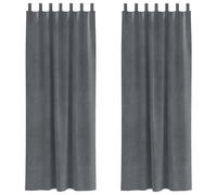 Pack of 2 Blackout Curtains, Light Grey Velvet, 140 x 260 cm with Fabric Loops, Opaque and Insulating for Living Room, Bedroom, Children's Room, Modern Privacy Screen and Sound Insulation