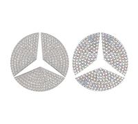 Pack of 2 Bling Crystal Steering Wheel Emblem Compatible with Mercedes-Benz A B C E G CLA CLS GLA GLC GLE GLK Class 45 mm Car Steering Wheel Emblem Sticker Interior Badge Logo Decor Glitter