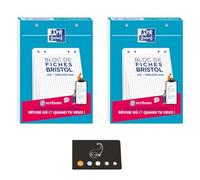 Pack of 2 Blocks of 60 A5 Perforated Sheets Bristol White Small Squares + 1 Blumie Adhesive Index (2 x 60 Blc)