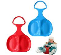Pack of 2 Bob Sledges with Handle, Porutscher with Handle for Children Outdoor Winter Sports, Snow Plate, Snow Slider, Snow Slider for Children for Sliding and Sledging