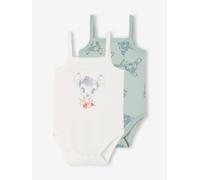 Pack of 2 Bodysuits with Thin Straps, DISNEY® Bambi, for Babies mint green