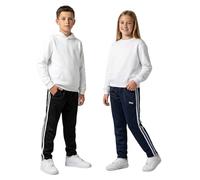 Pack of 2 Boys Tracksuit Bottoms Kids Joggers Unisex Elasticated Waist Jogging Trousers Silky Lightweight Sports Gym Open Hem Pants with Zip Pockets Black & Blue 3-4 Year