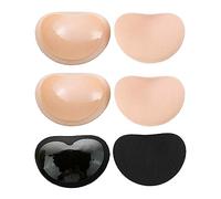 Pack of 2 Bra Inserts Self-Adhesive Bra Pads Inserts Removable Silicone Breast Lift Sticky Cups (Beige 2pairs + Black x 1pair)