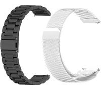 Pack of 2 Bracelets Compatible with 20 mm Amazfit Cheetah 2 Pro Bracelet, Mesh Woven Watch Strap Metal Stainless Steel Replacement Strap Business, Eine Grösse, Metal, 0