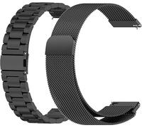 Pack of 2 Bracelets Compatible with Amazfit Active 3 Premium Bracelet, 22 mm Mesh Woven Watch Strap, Metal, Stainless Steel Replacement Strap, Business, Eine Grösse, Stainless Steel, 0