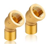 Pack of 2 Brass Elbow 45° Female Thread / AG 1/2 Inch DN15 Brass Thread Fitting Angle 45° 1/2 Inch Female Thread x Male Thread Brass Pipe Angle 45° 1/2 Inch Brass Sanitary Connectors Angle 45°