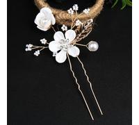 Pack of 2 Bridal Wedding Hair Accessories, Pearl Flower Hair Pins, Wedding Clip Hair Pins, Headpiece Hair Clips, Women Hair Accessories for Bride Bridesmaids, White B