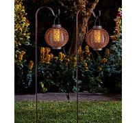 Pack of 2 Bronze Hanging Flame Effect Solar Lantern with Stand 93cm Marco Paul Bronze One Size