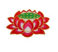 (Pack of 2)Buddhist Buddha Seat Lotus Flowers Embroidered Appliques Sew Iron on Patches
