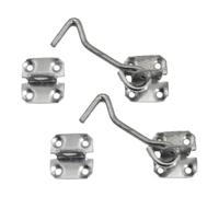 Pack of 2 Cabin Hook and Eye Lock Galvanised Black Shed Gate Door Catch Holder 4" 6" 8" (Galvanised, 4 Inch)