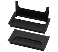 Pack of 2 Cable Grommets - Cable Feed-Through Desk with Opening Lid - Desk Cable Guide - Dust-Repellent Reduces Fraying, Rectangular Cable Organisation (Black, 160 x 80 mm)