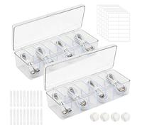 Pack of 2 Cable Storage Boxes with Lid, 8 Compartments Cable Organiser Box with 20 Cable Ties, 4 Cable Clips, 6 Stickers, Cable Storage Box Plastic, Charging Cable Organiser for Cable Storage