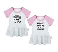 Pack of 2, Call Grandma She Knows What to Do & Please Pass Me to Grandma Funny Print Dresses, Newborn Infant Baby Girls Princess Dress, Cute Ruffle Skirts