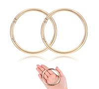 Pack of 2 Carabiner Round, Carabiner Hook Key Ring Large, Snap Hook Small, Carabiner Key Ring, Round Carabiner for Key Chains, Bags, DIY Crafts (Gold)