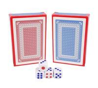 Pack of 2 Card Decks with 4 Dice - Twin Poker Dice & Cards Set, LA Vegas Night Games, For Children & Adults Fun, Multipack, Traditonal Set of Cards, Standard UK Deck, Travel & Entertainment, Blackjack