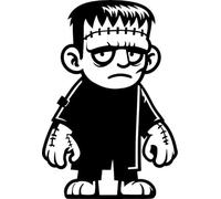Pack of 2 Cartoon Frankenstein Waterproof Vinyl Sticker - Wall Decal, Laptops, Car, Water Bottles, Motorbikes, Vans, Horror Movie Gifts (2)